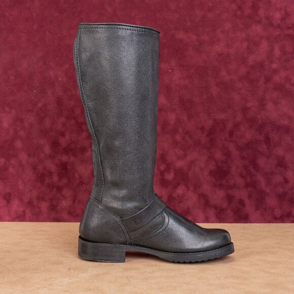 Frye Women Veronica Slouch Black Leather Moto Biker Buckle Boots size 6 - Picture 9 of 9